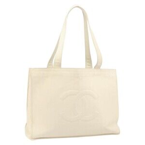 Chanel Caviar Skin White CC Tote